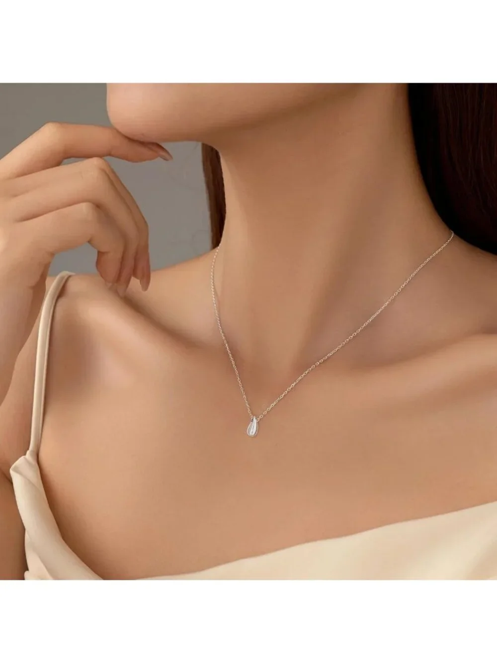 Minimalist Teardrop Pendant Necklace, S925 Sterling Silver Jewelry Gift for Her